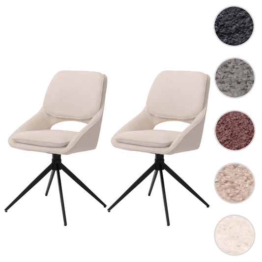Cosmo Casa - Set van 2 Eetkamerstoelen - Keukenstoel - Draaibaar Auto-Return - Boucle Stof - Crème