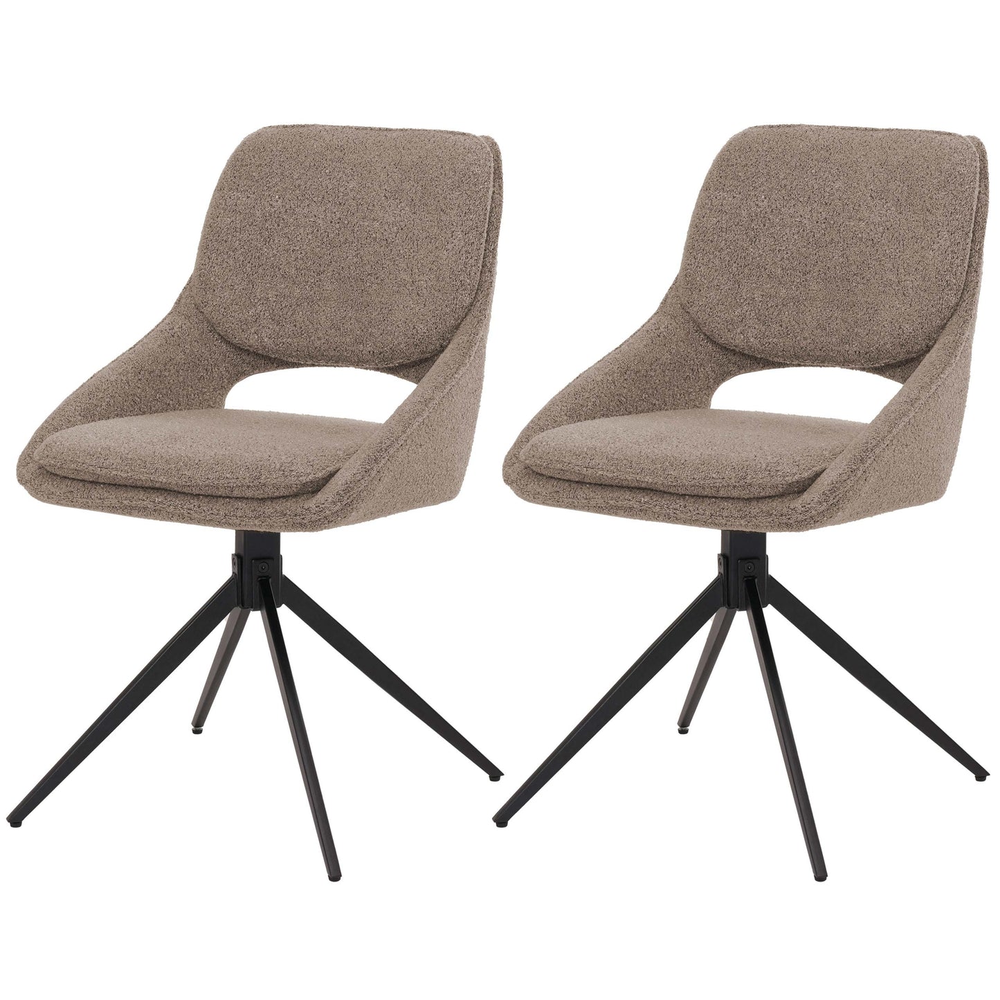Cosmo Casa - Set van 2 Eetkamerstoelen - Keukenstoel - Draaibaar Auto-Return - Boucle Stof - Beige