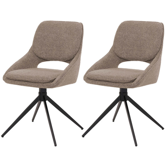 Cosmo Casa - Set van 2 Eetkamerstoelen - Keukenstoel - Draaibaar Auto-Return - Boucle Stof - Beige