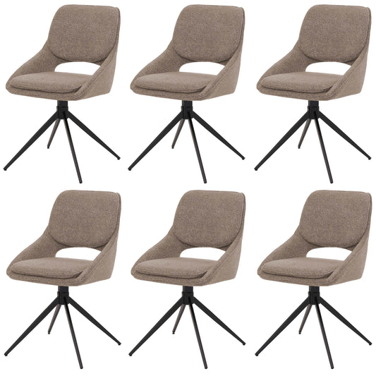 Cosmo Casa - Set van 6 Eetkamerstoelen - Keukenstoel - Draaibaar Auto-Return - Boucle Stof - Beige