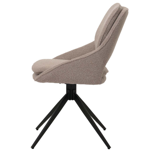 Cosmo Casa - Set van 2 Eetkamerstoelen - Keukenstoel - Draaibaar Auto-Return - Boucle Stof - Beige