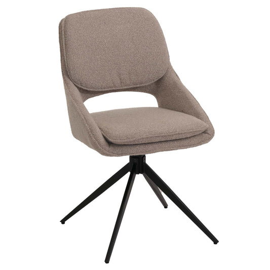 Cosmo Casa - Set van 2 Eetkamerstoelen - Keukenstoel - Draaibaar Auto-Return - Boucle Stof - Beige