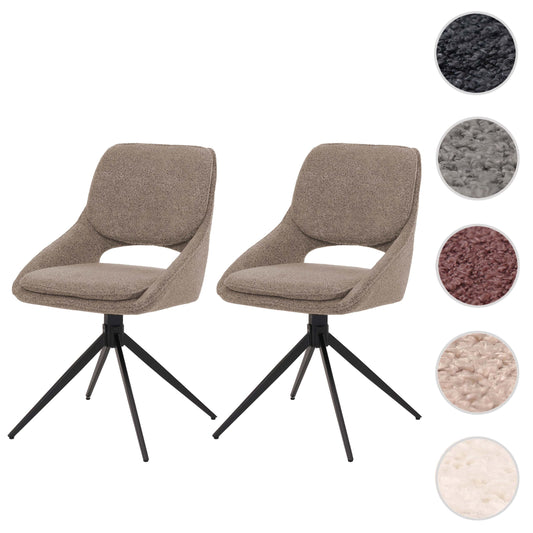 Cosmo Casa - Set van 2 Eetkamerstoelen - Keukenstoel - Draaibaar Auto-Return - Boucle Stof - Beige