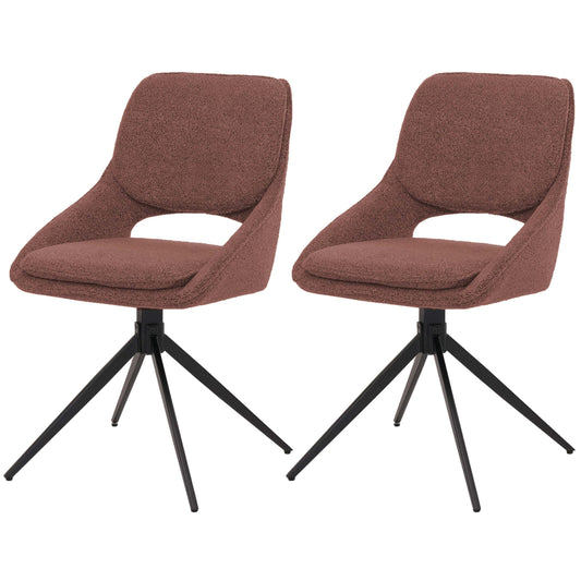 Cosmo Casa - Set van 2 Eetkamerstoelen - Keukenstoel - Draaibaar Auto-Return - Boucle Stof - Bruin
