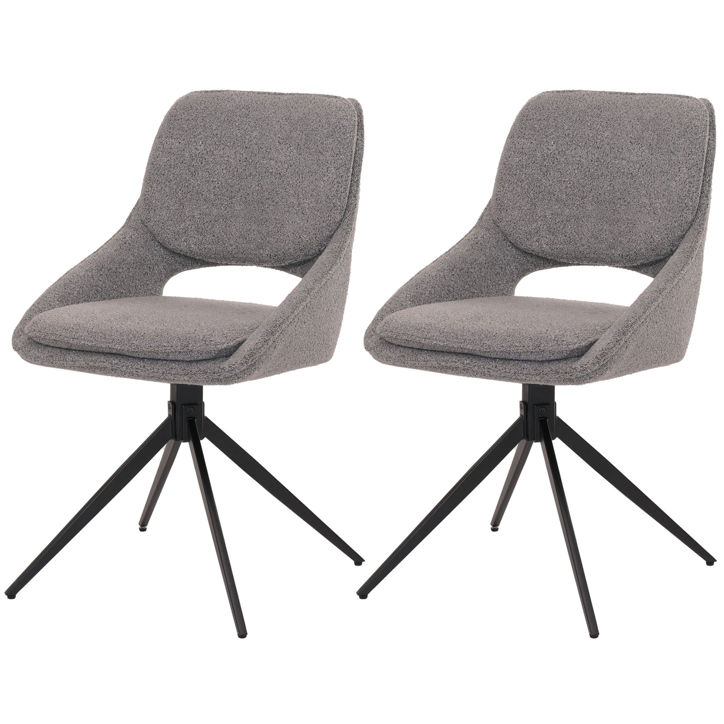 Cosmo Casa - Set van 2 Eetkamerstoelen - Keukenstoel - Draaibaar Auto-Return - Boucle Stof - Grijs