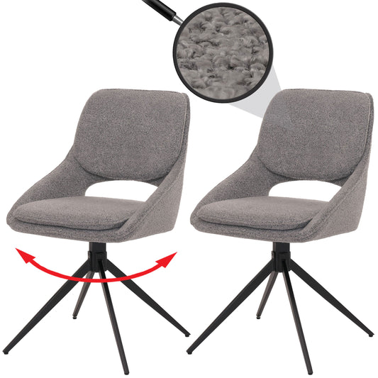 Cosmo Casa - Set van 2 Eetkamerstoelen - Keukenstoel - Draaibaar Auto-Return - Boucle Stof - Grijs