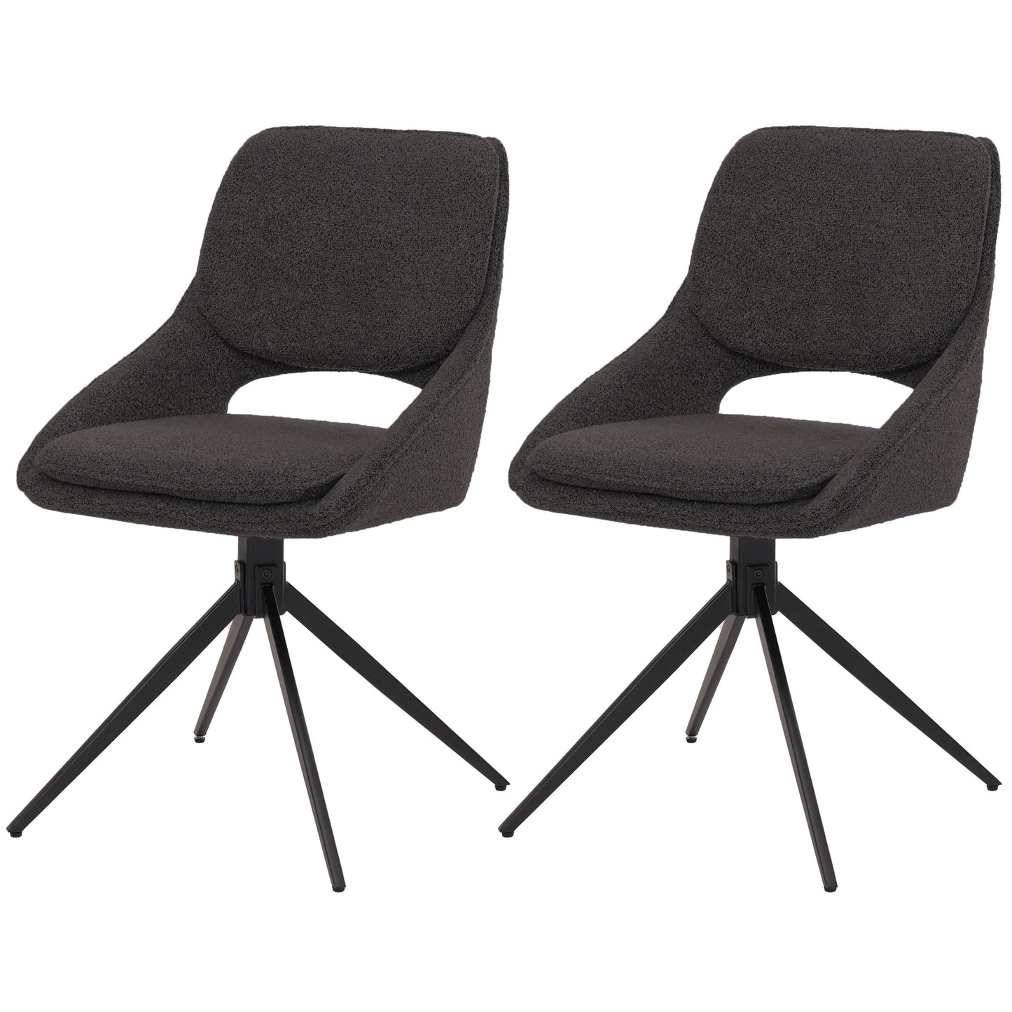 Cosmo Casa - Set van 2 Eetkamerstoelen - Keukenstoel - Draaibaar Auto-Return - Boucle Stof - Donkergrijs