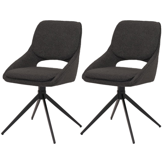 Cosmo Casa - Set van 2 Eetkamerstoelen - Keukenstoel - Draaibaar Auto-Return - Boucle Stof - Donkergrijs