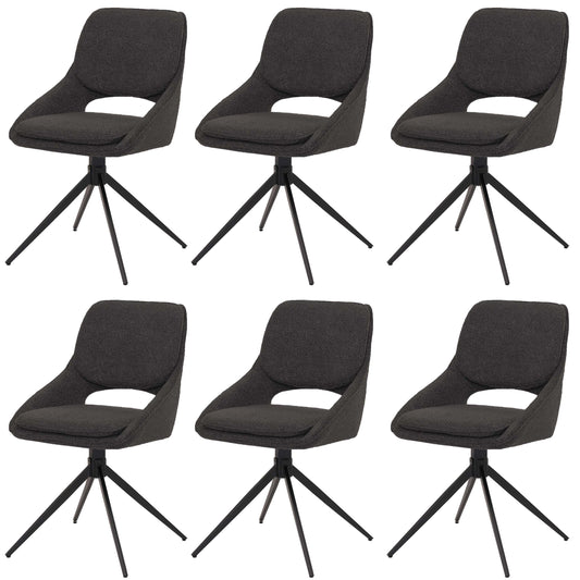 Cosmo Casa - Set van 6 Eetkamerstoelen - Keukenstoel - Draaibaar Auto-Return - Boucle Stof - Donkergrijs