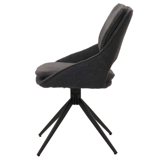 Cosmo Casa - Set van 2 Eetkamerstoelen - Keukenstoel - Draaibaar Auto-Return - Boucle Stof - Donkergrijs