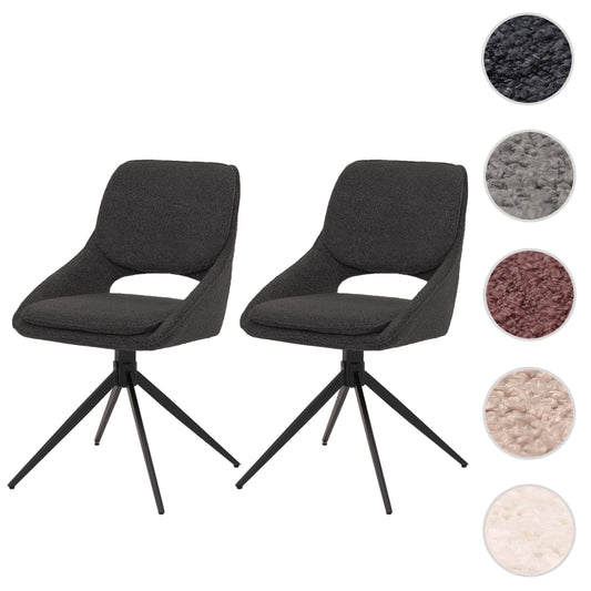 Cosmo Casa - Set van 2 Eetkamerstoelen - Keukenstoel - Draaibaar Auto-Return - Boucle Stof - Donkergrijs