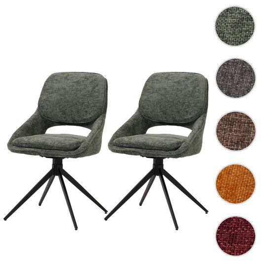 Cosmo Casa - Set van 2 Eetkamerstoelen - Keukenstoel - Draaibaar Auto-Return - Chenille Stof - Groen