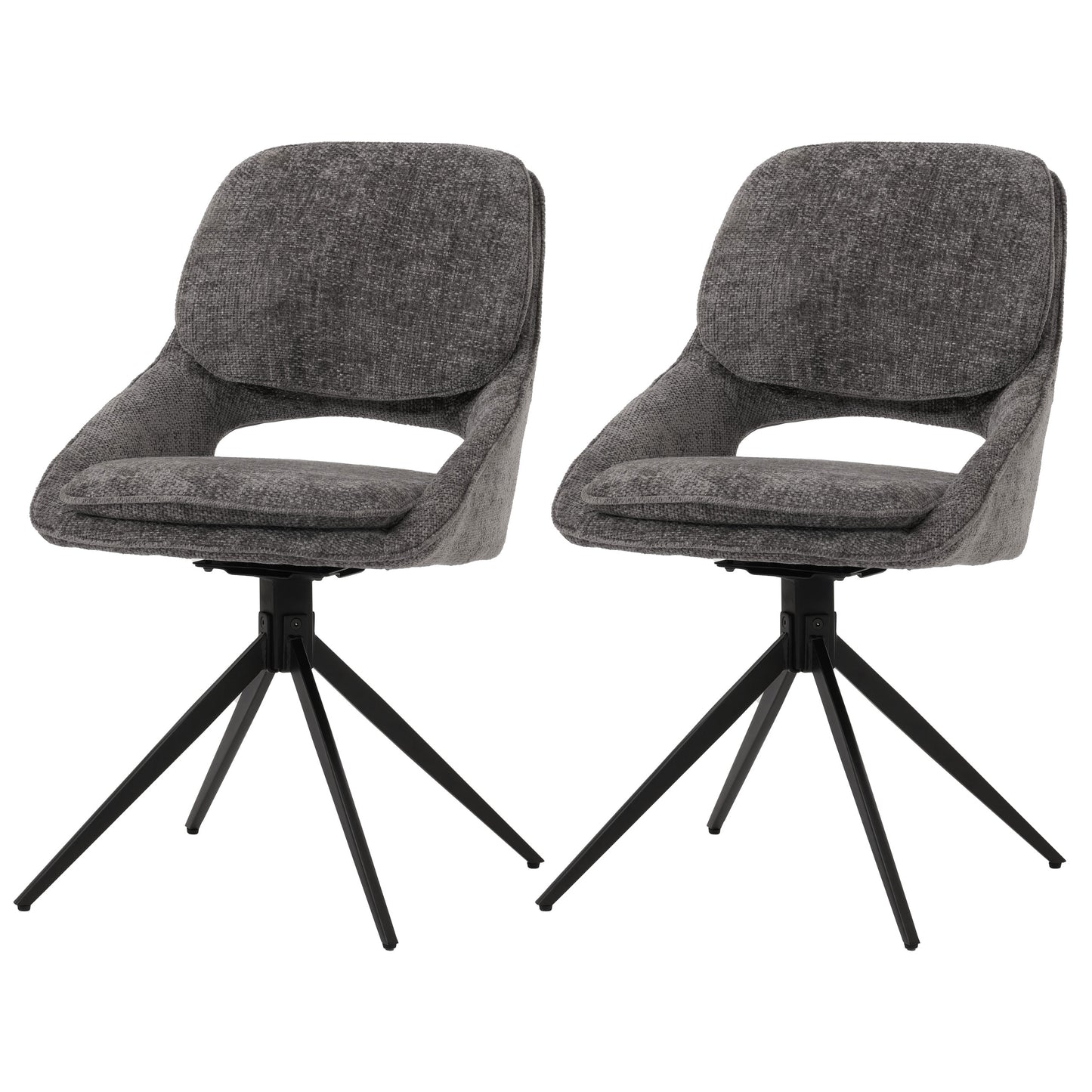 Cosmo Casa - Set van 2 Eetkamerstoelen - Keukenstoel - Draaibaar Auto-Return - Chenille Stof - Donkergrijs