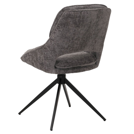 Cosmo Casa - Set van 2 Eetkamerstoelen - Keukenstoel - Draaibaar Auto-Return - Chenille Stof - Donkergrijs
