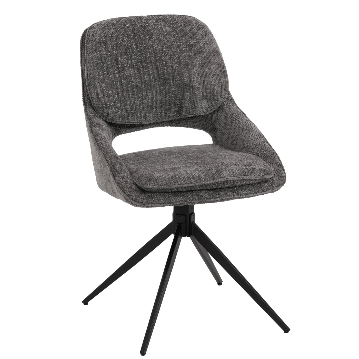 Cosmo Casa - Set van 2 Eetkamerstoelen - Keukenstoel - Draaibaar Auto-Return - Chenille Stof - Donkergrijs