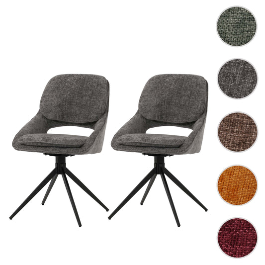 Cosmo Casa - Set van 2 Eetkamerstoelen - Keukenstoel - Draaibaar Auto-Return - Chenille Stof - Donkergrijs
