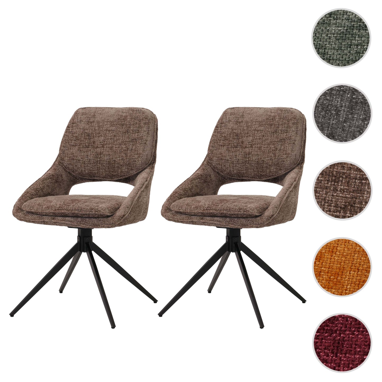 Cosmo Casa - Set van 2 Eetkamerstoelen - Keukenstoel - Draaibaar Auto-Return - Chenille Stof - Bruin