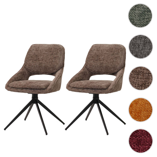 Cosmo Casa - Set van 2 Eetkamerstoelen - Keukenstoel - Draaibaar Auto-Return - Chenille Stof - Bruin