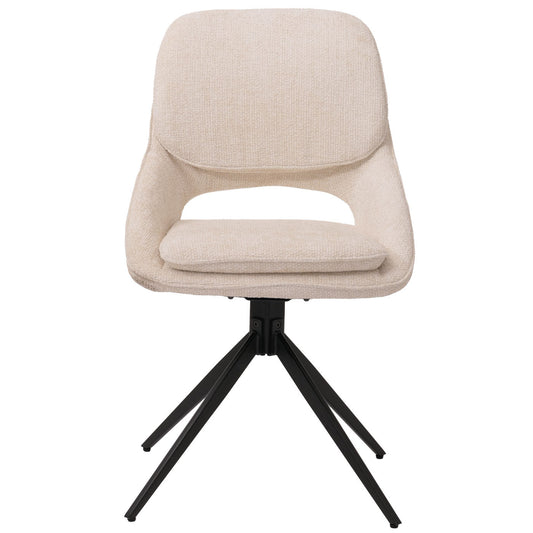 Cosmo Casa - Set van 2 Eetkamerstoelen - Keukenstoel - Draaibaar Auto-Return - Chenille Stof - Crème-Beige