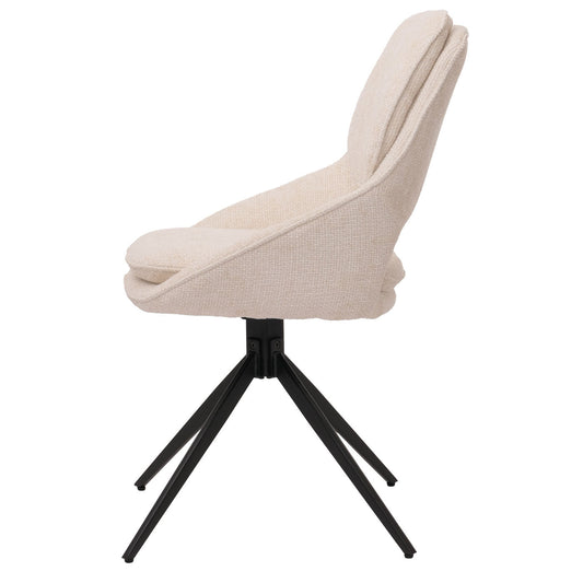Cosmo Casa - Set van 2 Eetkamerstoelen - Keukenstoel - Draaibaar Auto-Return - Chenille Stof - Crème-Beige