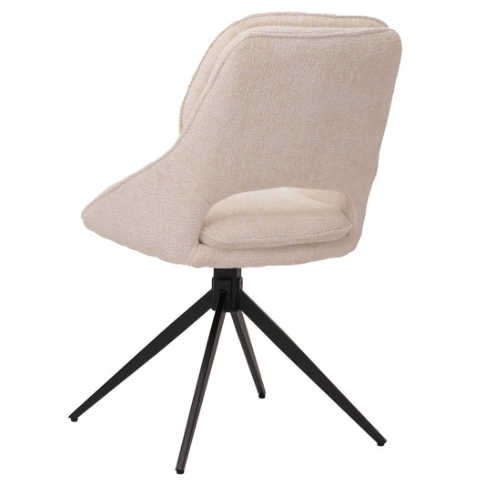 Cosmo Casa - Set van 2 Eetkamerstoelen - Keukenstoel - Draaibaar Auto-Return - Chenille Stof - Crème-Beige