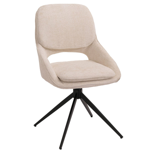 Cosmo Casa - Set van 2 Eetkamerstoelen - Keukenstoel - Draaibaar Auto-Return - Chenille Stof - Crème-Beige
