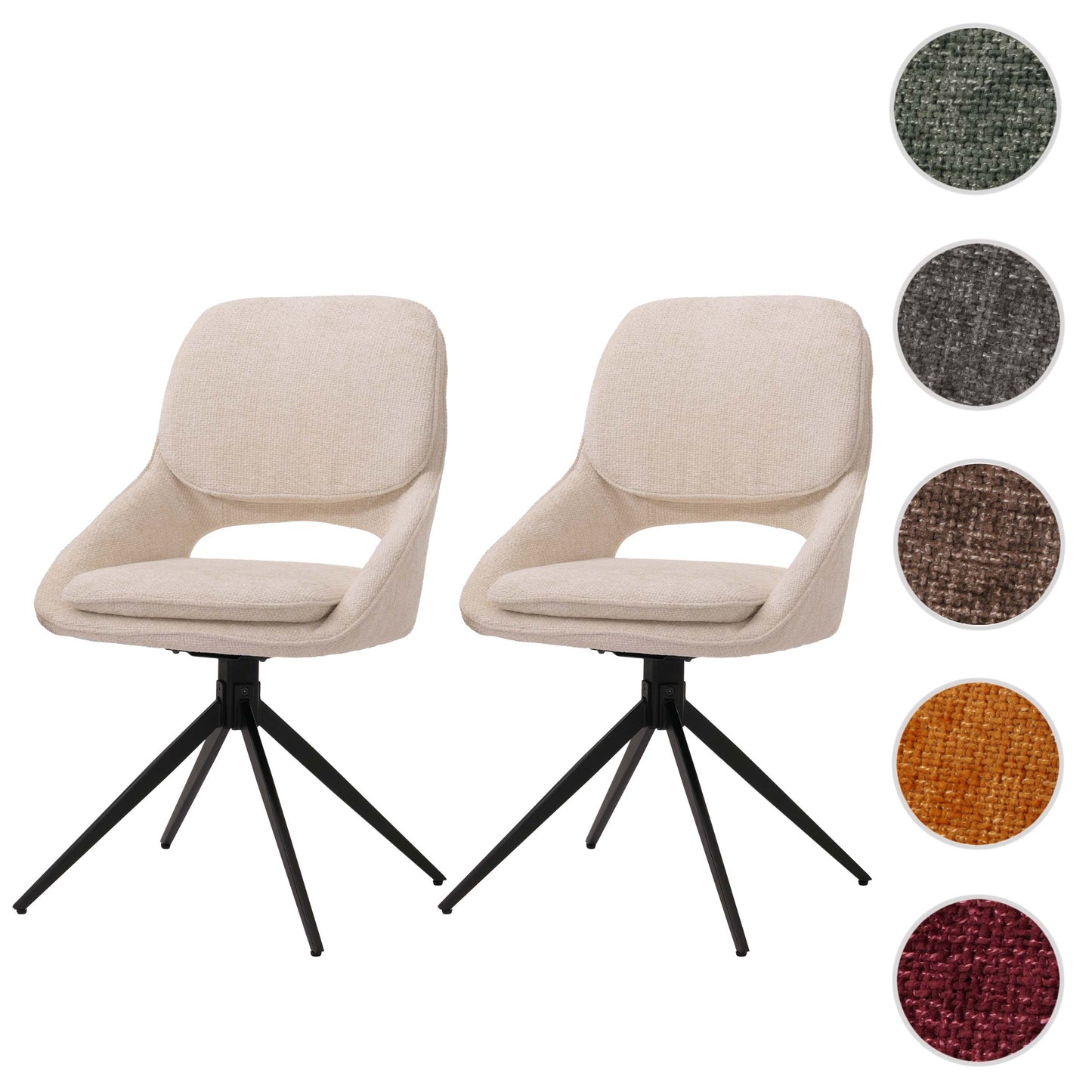 Cosmo Casa - Set van 2 Eetkamerstoelen - Keukenstoel - Draaibaar Auto-Return - Chenille Stof - Crème-Beige