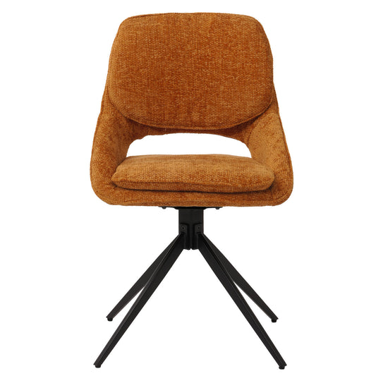 Cosmo Casa - Set van 2 Eetkamerstoelen - Keukenstoel - Draaibaar Auto-Return - Chenille Stof - Okergeel