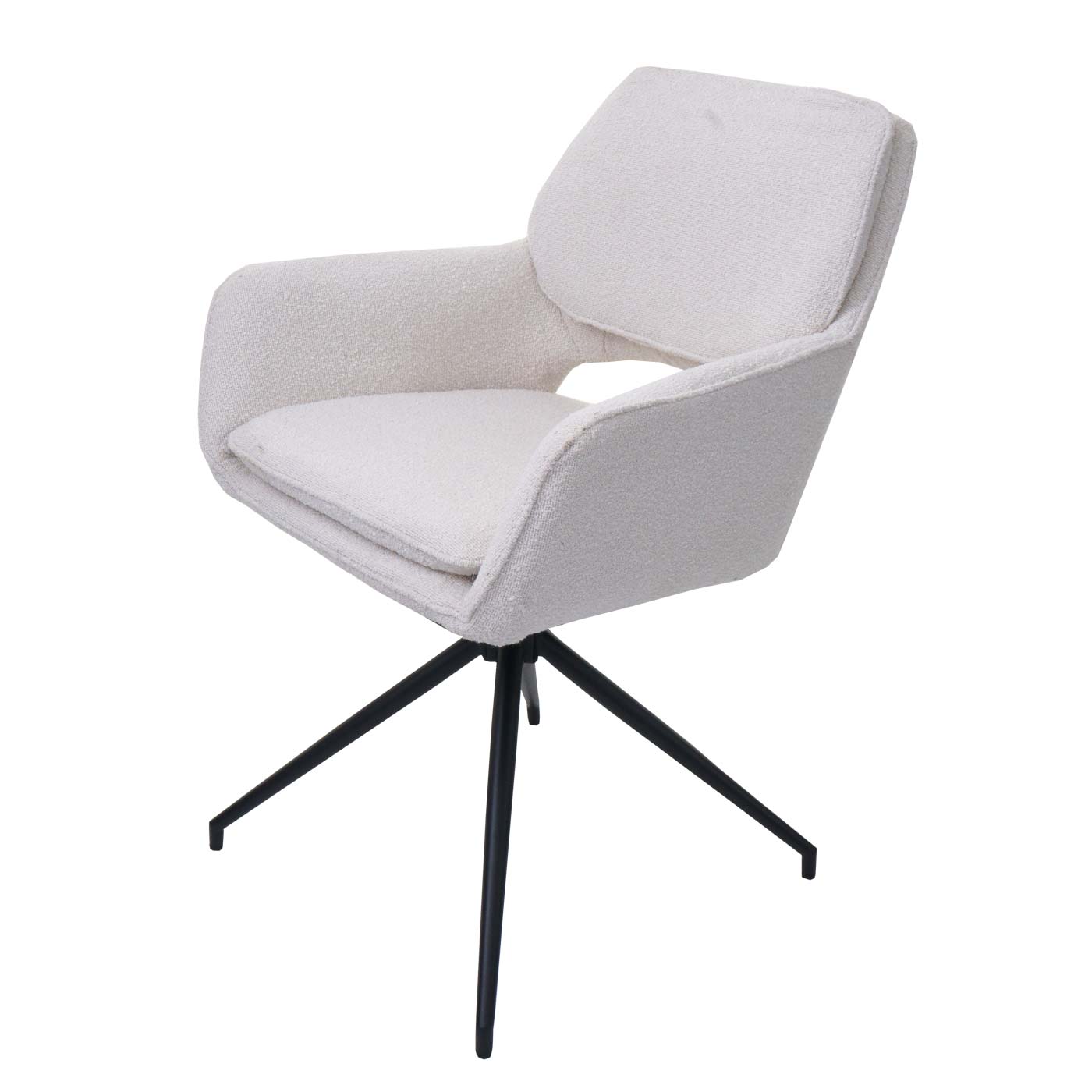 Cosmo Casa - Set van 2 Eetkamerstoelen - Keukenstoel - Draaibaar met Auto-Return - Boucle Stof - Crème
