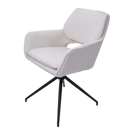 Cosmo Casa - Set van 2 Eetkamerstoelen - Keukenstoel - Draaibaar met Auto-Return - Boucle Stof - Crème