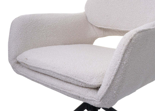 Cosmo Casa - Set van 2 Eetkamerstoelen - Keukenstoel - Draaibaar met Auto-Return - Boucle Stof - Crème