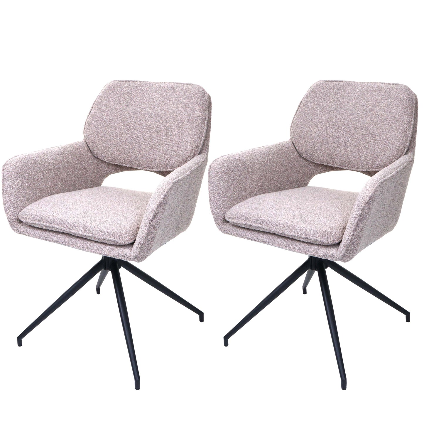 Cosmo Casa - Set van 2 Eetkamerstoelen - Keukenstoel - Draaibaar met Auto-Return - Boucle Stof - Beige