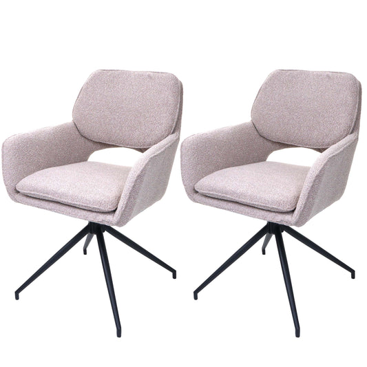 Cosmo Casa - Set van 2 Eetkamerstoelen - Keukenstoel - Draaibaar met Auto-Return - Boucle Stof - Beige