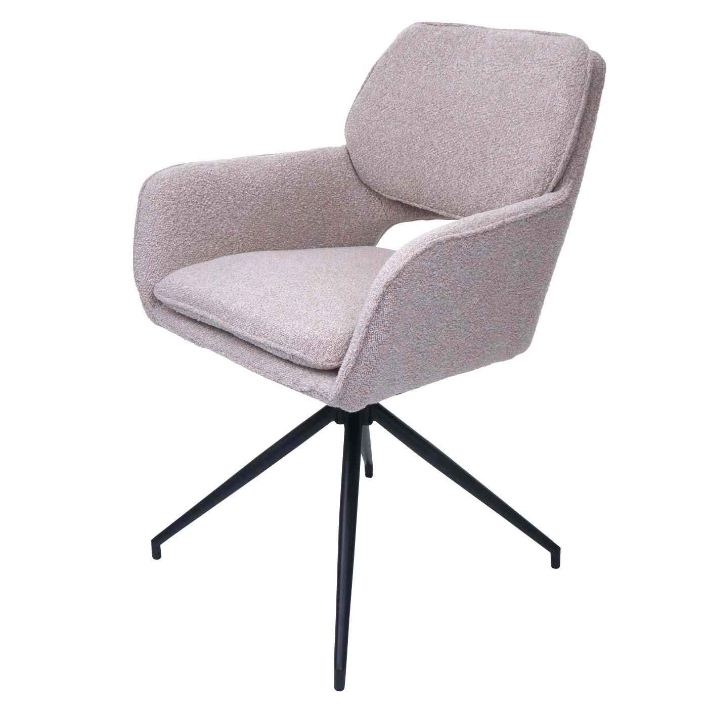 Cosmo Casa - Set van 2 Eetkamerstoelen - Keukenstoel - Draaibaar met Auto-Return - Boucle Stof - Beige