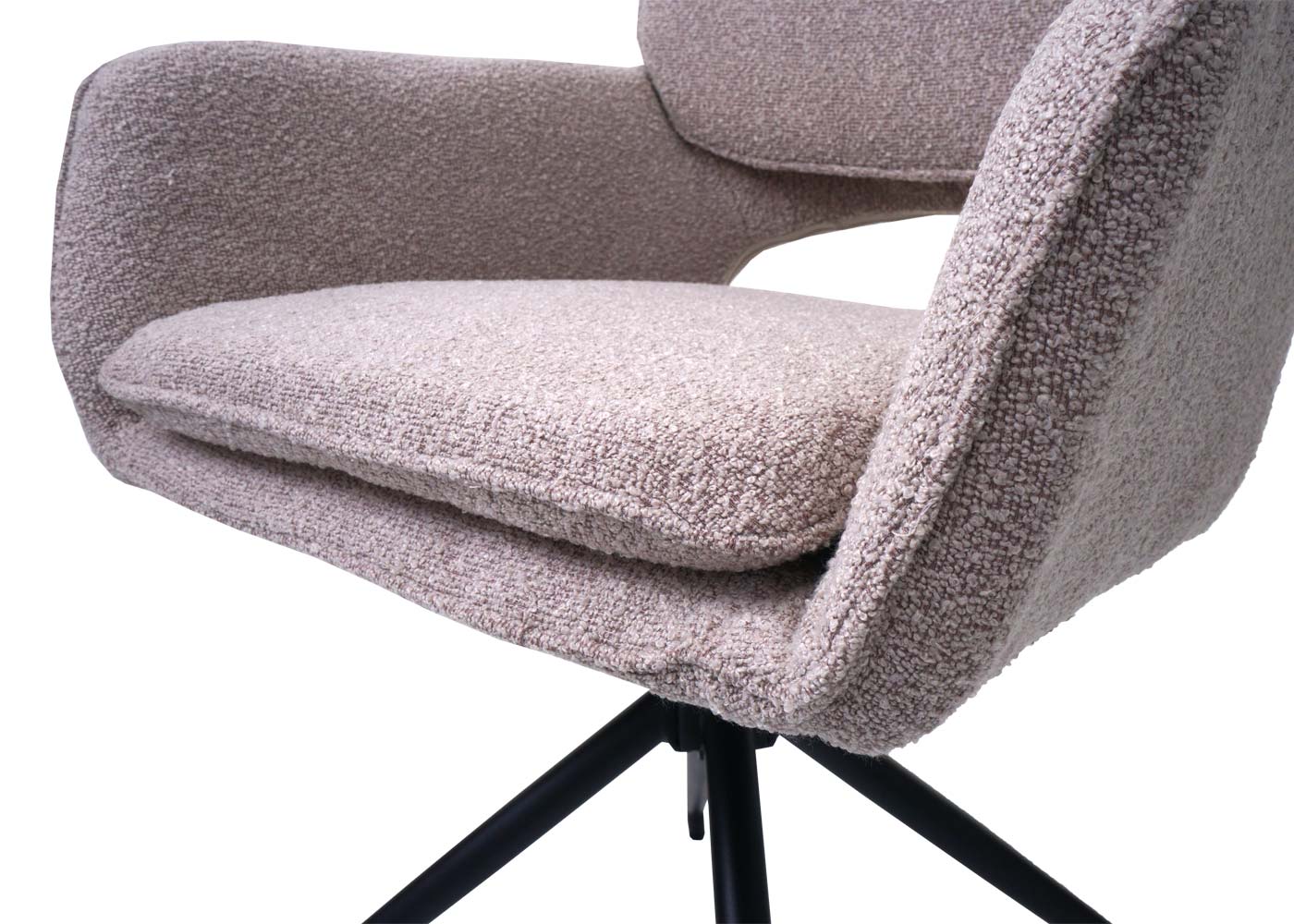 Cosmo Casa - Set van 2 Eetkamerstoelen - Keukenstoel - Draaibaar met Auto-Return - Boucle Stof - Beige