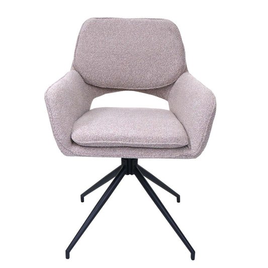 Cosmo Casa - Set van 2 Eetkamerstoelen - Keukenstoel - Draaibaar met Auto-Return - Boucle Stof - Beige