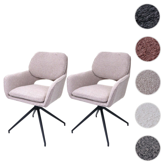 Cosmo Casa - Set van 2 Eetkamerstoelen - Keukenstoel - Draaibaar met Auto-Return - Boucle Stof - Beige