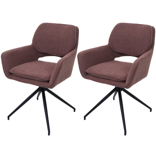 Cosmo Casa - Set van 2 Eetkamerstoelen - Keukenstoel - Draaibaar met Auto-Return - Boucle Stof - Lichtbruin