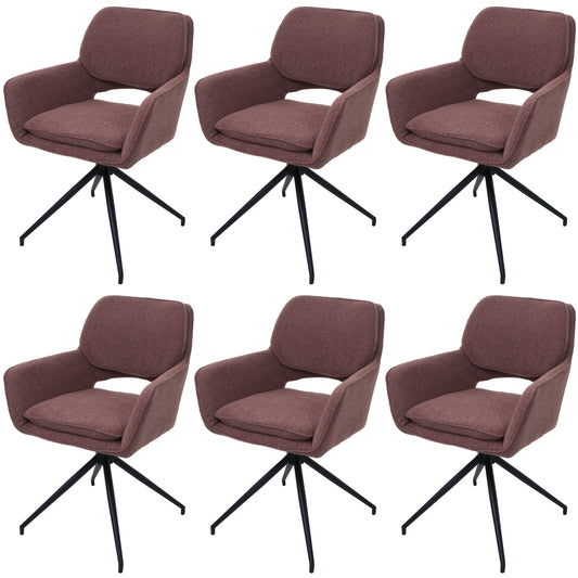 Cosmo Casa - Set van 6 Eetkamerstoelen - Keukenstoel - Draaibaar met Auto-Return - Boucle Stof - Lichtbruin