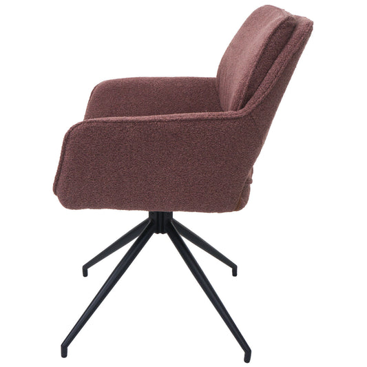 Cosmo Casa - Set van 2 Eetkamerstoelen - Keukenstoel - Draaibaar met Auto-Return - Boucle Stof - Lichtbruin