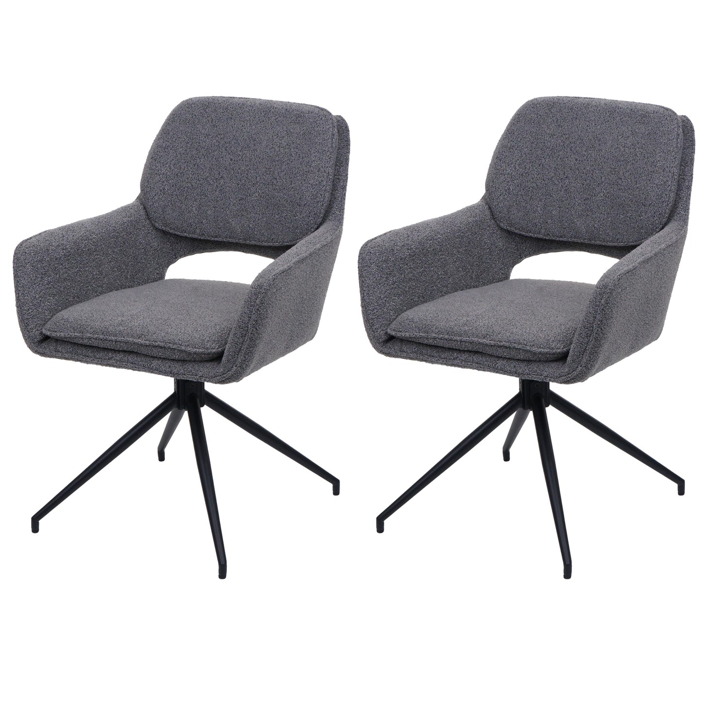 Cosmo Casa - Set van 2 Eetkamerstoelen - Keukenstoel - Draaibaar met Auto-Return - Boucle Stof - Grijs