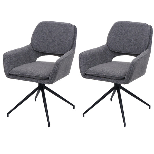 Cosmo Casa - Set van 2 Eetkamerstoelen - Keukenstoel - Draaibaar met Auto-Return - Boucle Stof - Grijs