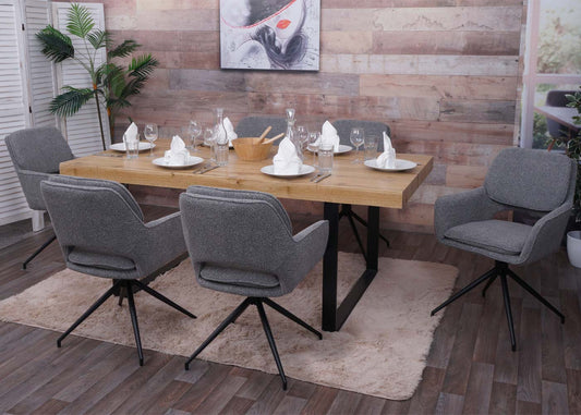 Cosmo Casa - Set van 2 Eetkamerstoelen - Keukenstoel - Draaibaar met Auto-Return - Boucle Stof - Grijs