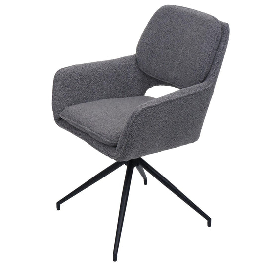 Cosmo Casa - Set van 2 Eetkamerstoelen - Keukenstoel - Draaibaar met Auto-Return - Boucle Stof - Grijs