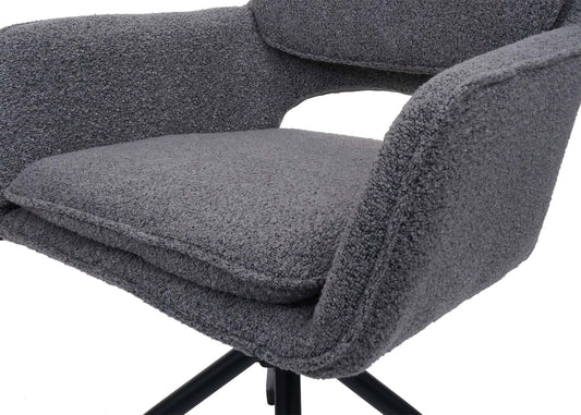 Cosmo Casa - Set van 2 Eetkamerstoelen - Keukenstoel - Draaibaar met Auto-Return - Boucle Stof - Grijs