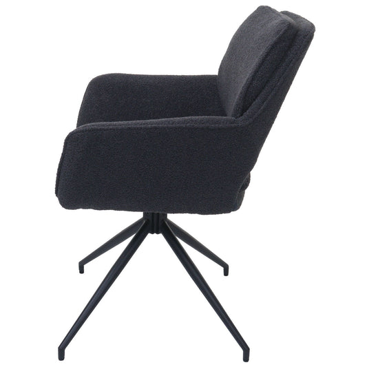 Cosmo Casa - Set van 2 Eetkamerstoelen - Keukenstoel - Draaibaar met Auto-Return - Boucle Stof - Donkergrijs