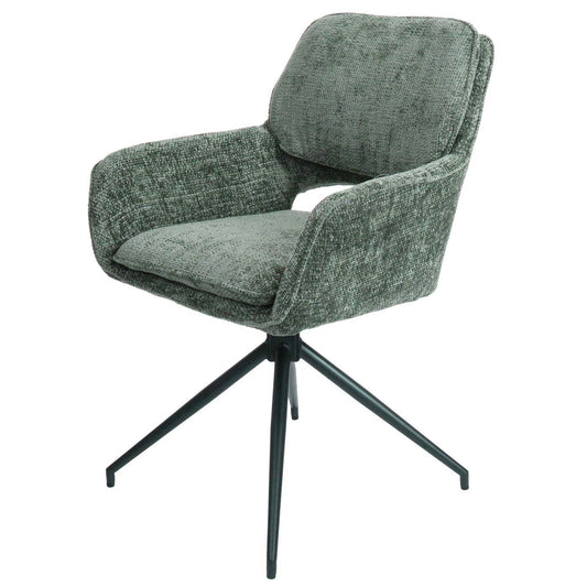 Cosmo Casa - Set van 2 Eetkamerstoelen - Keukenstoel - Draaibaar Auto-Return - Chenille Stof - 490gm - Groen