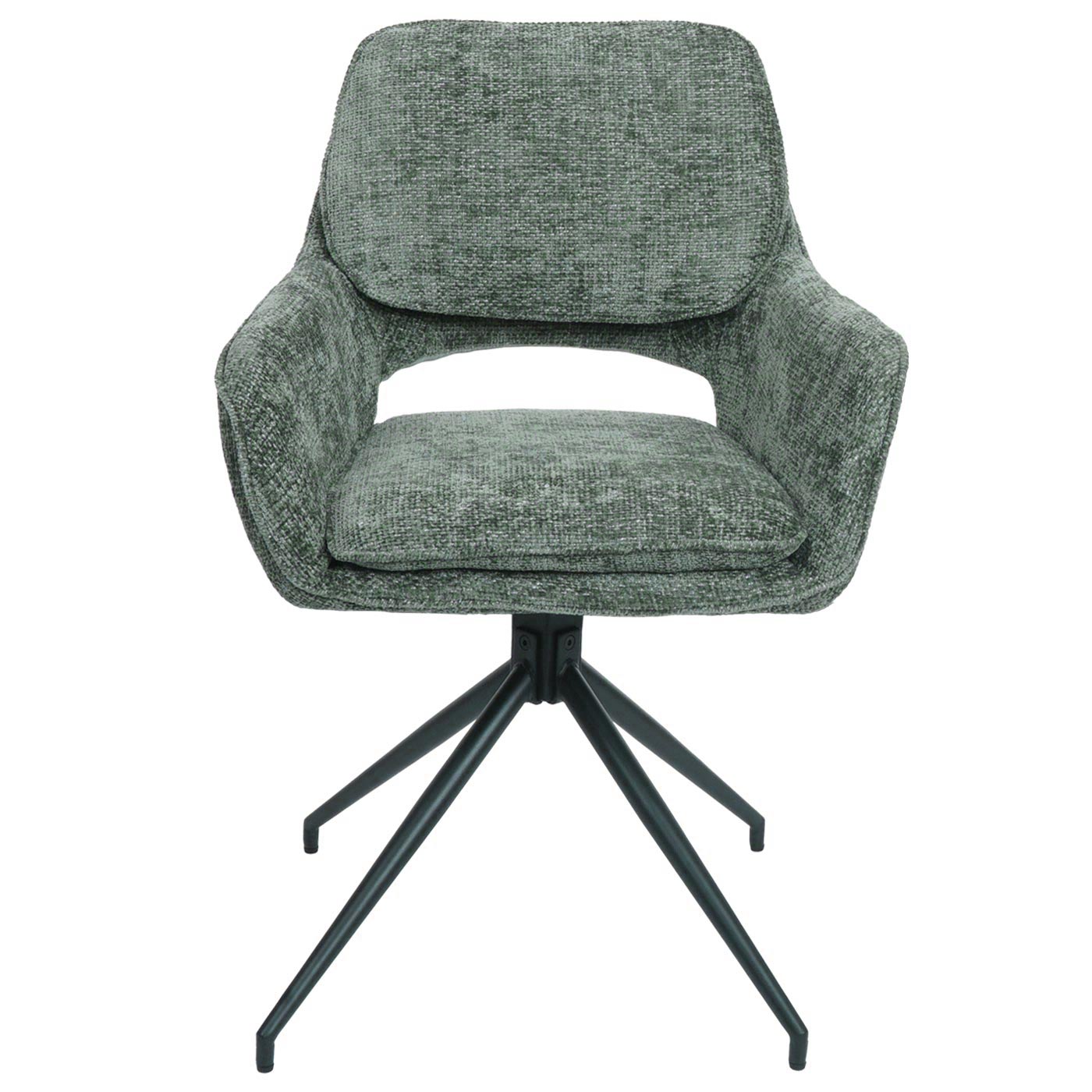 Cosmo Casa - Set van 2 Eetkamerstoelen - Keukenstoel - Draaibaar Auto-Return - Chenille Stof - 490gm - Groen