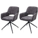 Cosmo Casa - Set van 2 Eetkamerstoelen - Keukenstoel - Draaibaar met Auto-Return - Chenille Stof - 490gm - Donkergrijs