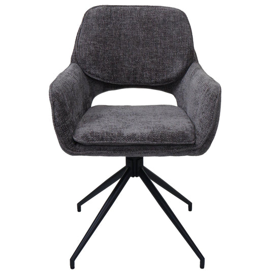 Cosmo Casa - Set van 2 Eetkamerstoelen - Keukenstoel - Draaibaar met Auto-Return - Chenille Stof - 490gm - Donkergrijs